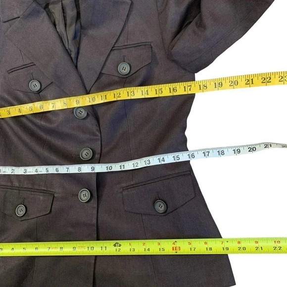 Ann Taylor Loft Linen Blend Tailored Blazer Buttoned Down Jacket  Size 2 Brown - Picture 12 of 15